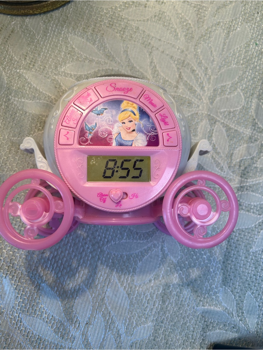 Disney Pink Cinderella Carriage Digital Alarm Clock